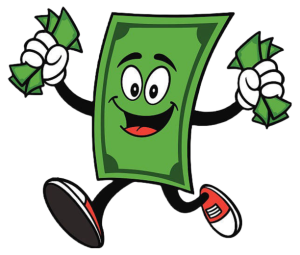 mascot-holding-cash-left